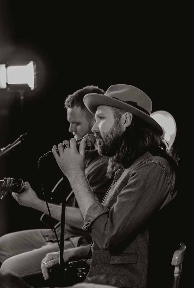 Harry and Dan playing in video shoot in Jubilee Community Centre in East Grinstead